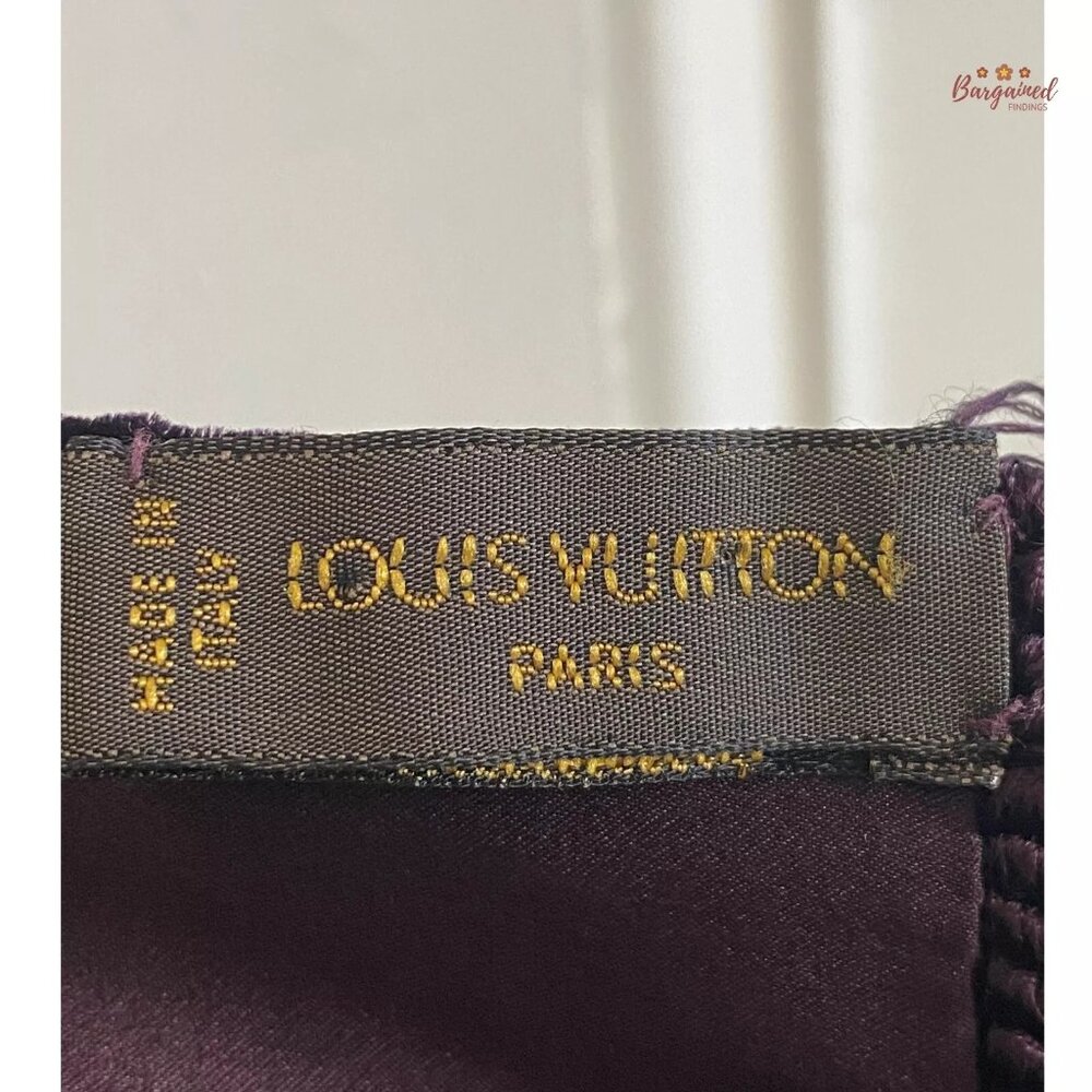 Authentic Louis Vuitton Purple Velvet Monogram Fringe Shawl - Picture 6 of 7